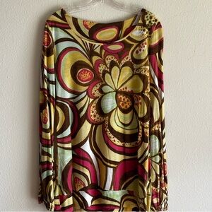Lucky Brand Women's Yellow and Brown Top Size Medium Long Sleeve